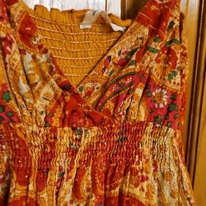 Orange Paisley Smocked Sundress